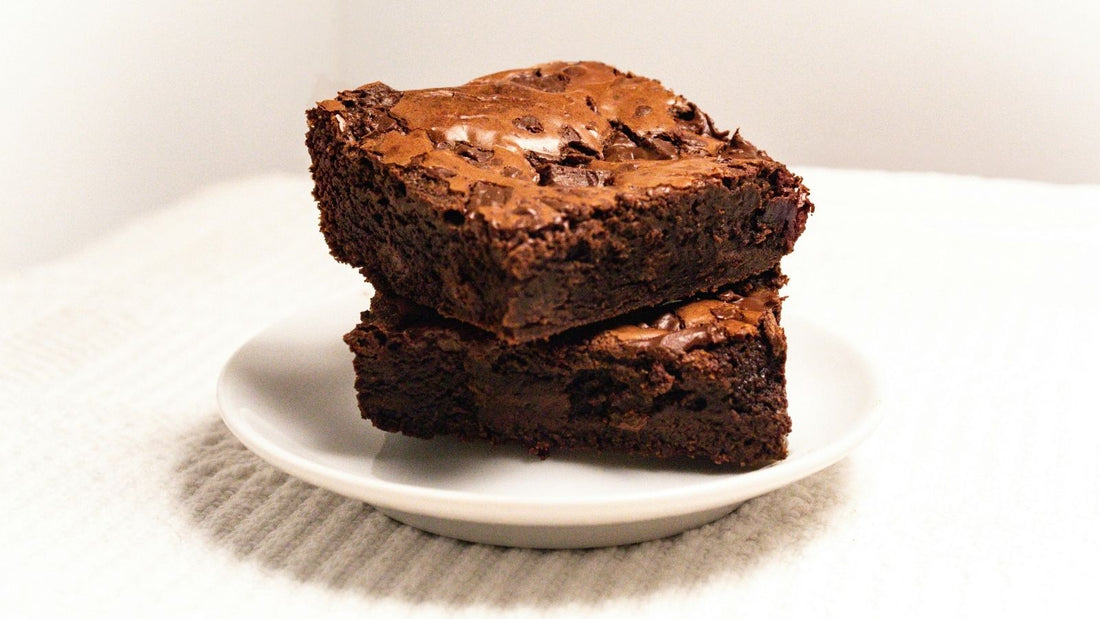 Fudgy Espresso Brownies made with Bibamba dark chocolate