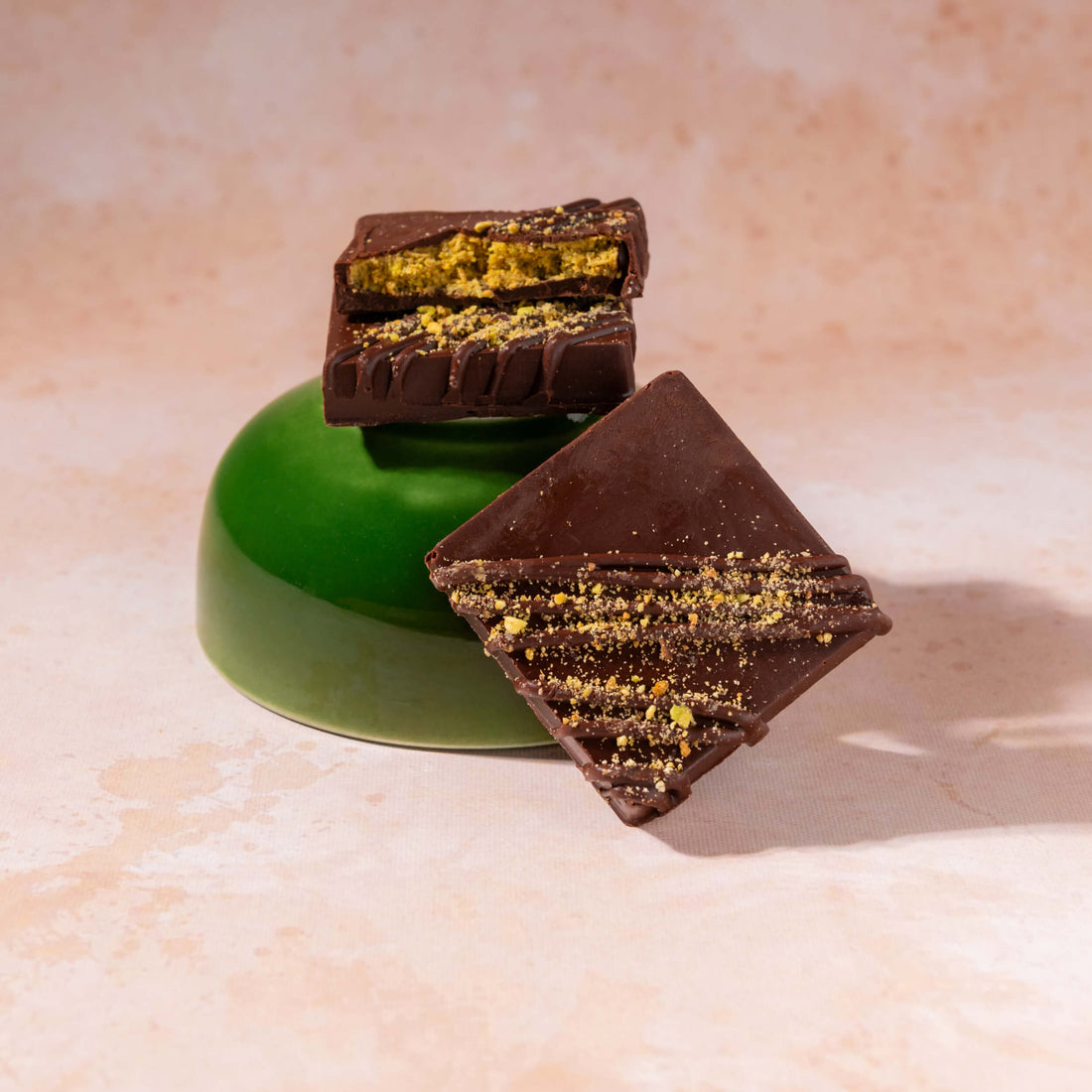 Bibamba's dark vegan Dubai chocolate bar