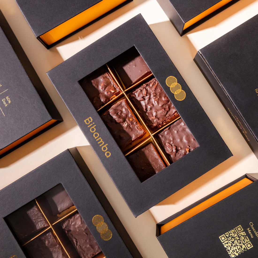 A top-down view of Bibamba's Dark Chocolate Sampler