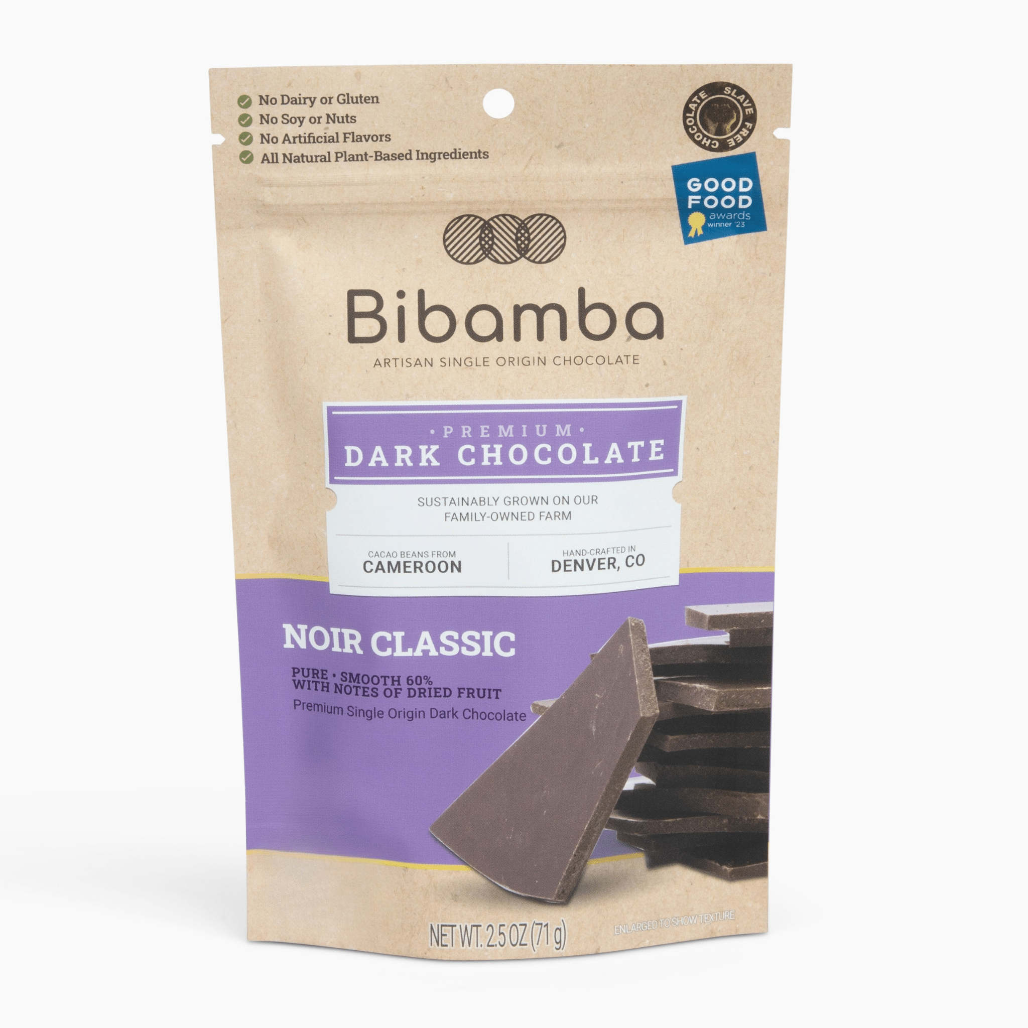 Noir Classic 60% | Single-Origin Dark Chocolate Bark | Bibamba
